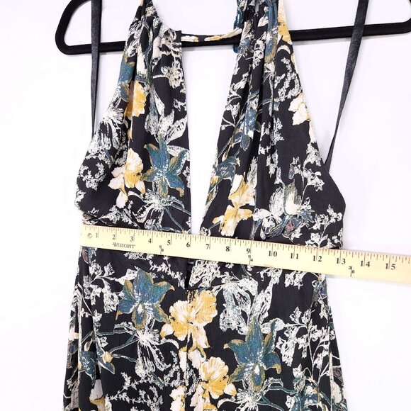 Free People Halter Wide Leg Jumpsuit Size 2 Cropped Floral Print Crinkle Fabric - Picture 6 of 16
